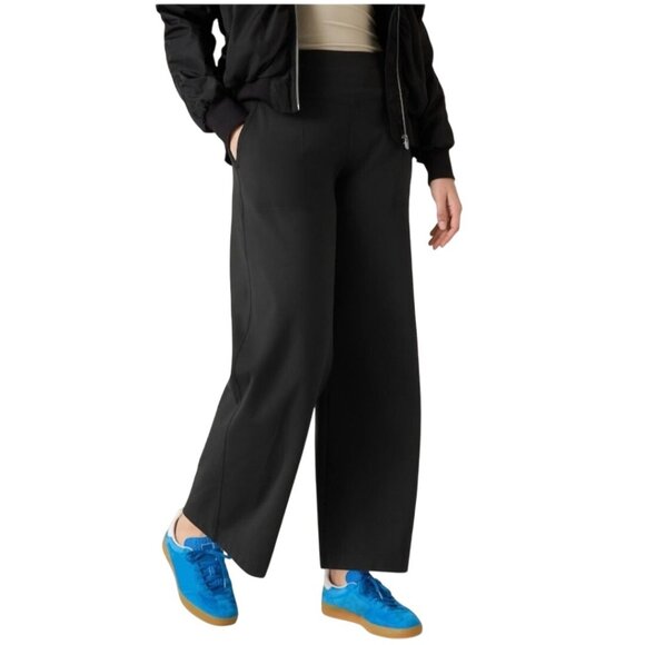 Athleta Venice Wide Leg Pants Black Pockets Zip Pocket Size L - Picture 8 of 14
